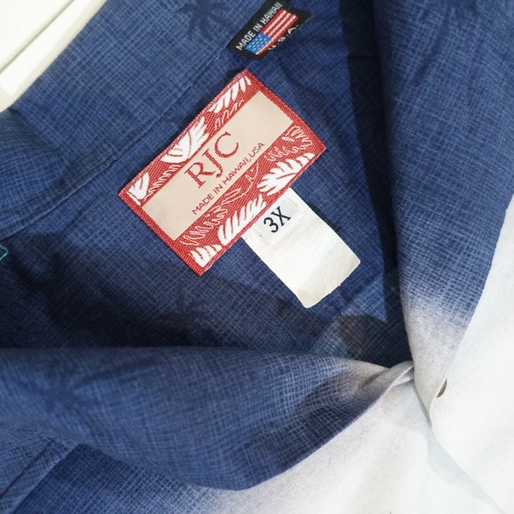 VTG RJC Hawaiian Shirt Button Up Blue Camp Shirt - Picture 7 of 10